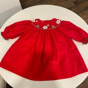 Edgehill Collection Baby Girl 3MO Christmas Smock Santa Dress